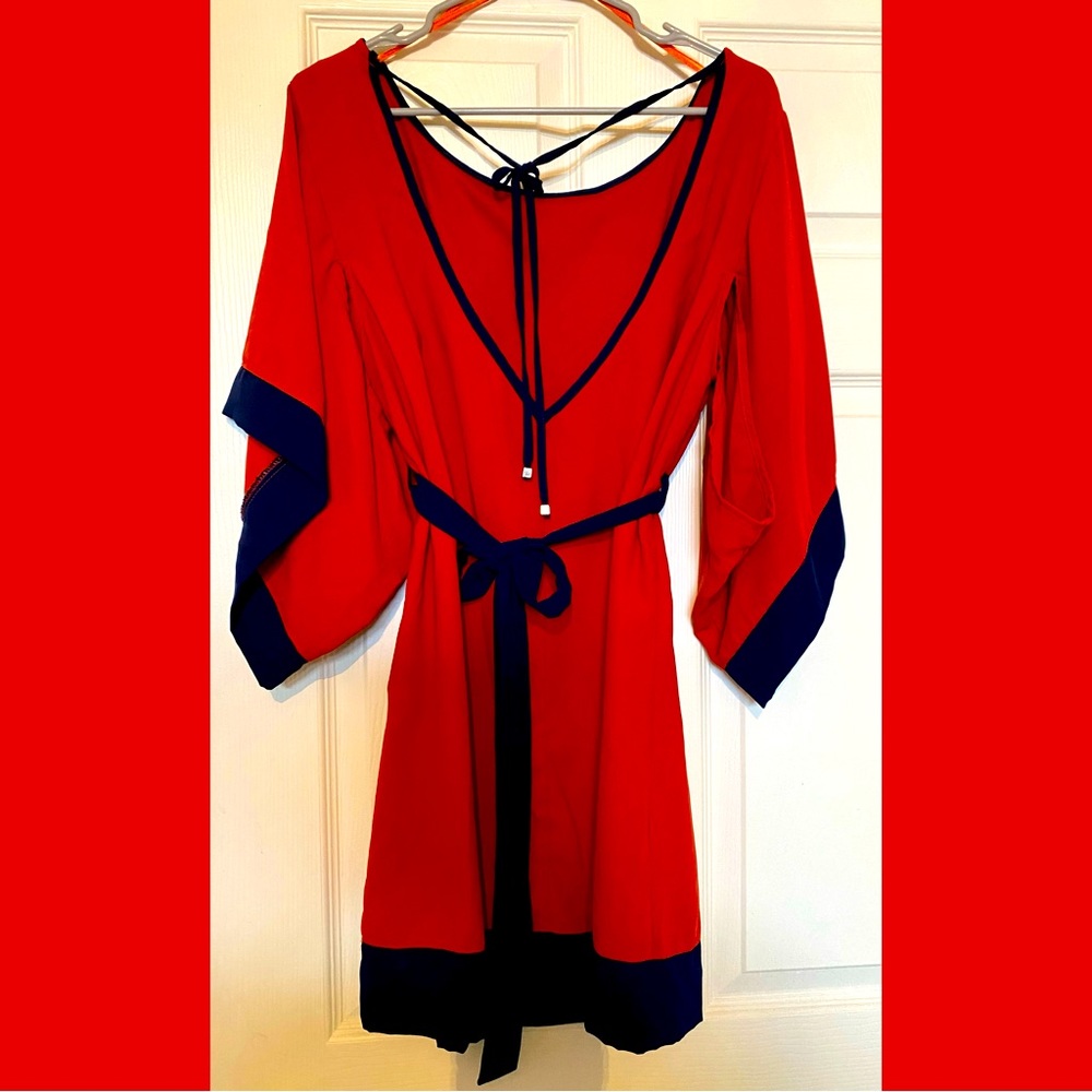 Mini dress orange and Navy accent